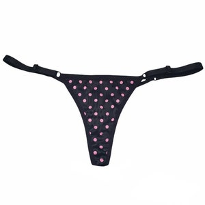 Tanga de lunares hecho a mano, bragas de stripper, tanga de stripper, lencería de lunares, bragas de lunares, bragas de tanga, ropa interior, tanga