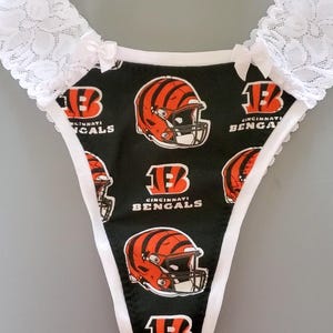 Cincinnati Bengals Lace Thong Panties Handmade Football Panties Thong Underwear Sexy Lingerie Thong Clothes Football Gift Football Underwe