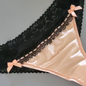 Satin And Lace Thong Panties Handmade Lingerie Cute Panties Women&#39;s Sexy Underwear Women&#39;s Underwear Lace Lingerie Sexy Panties Satin Thong