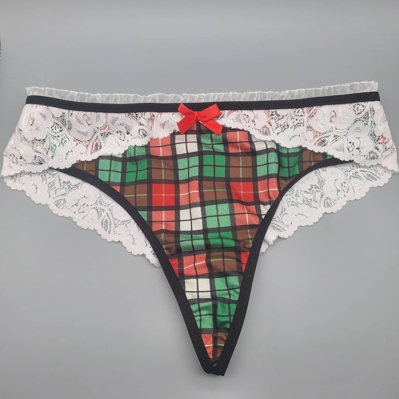 Christmas Plaid Panties Lace Panties Christmas Underwear Etsy
