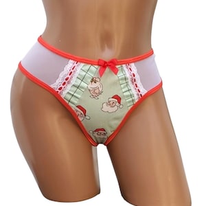 Kerstman kerst schattig string slipje handgemaakte unieke lingerie cadeau kerst print lingerie mooi cadeau damesondergoed string slipje