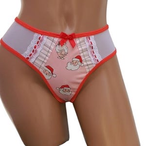 Kerstman kerst schattig string slipje handgemaakte unieke lingerie cadeau kerst print lingerie mooi cadeau damesondergoed string slipje