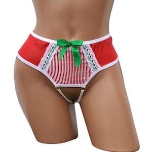 LAATSTE! Haakloos snoepgoed Kerstman Kerstmis Schattig stringslipje Handgemaakt Uniek lingeriecadeau Damesondergoed