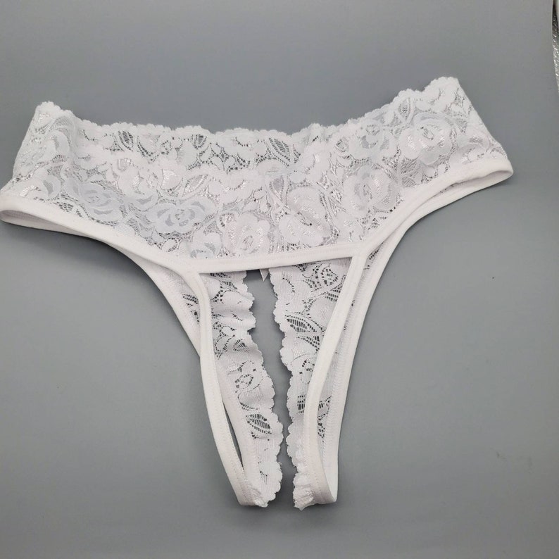 Open Crotchless Sheer White Wedding Lace Sheer Pantie See Etsy