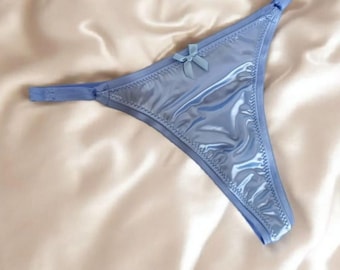 Handmade Satin Thong Panties: Cotton Lycra, Stretchy Lingerie