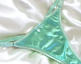 Handmade Satin Thong: Super Stretchy Lingerie with Bow