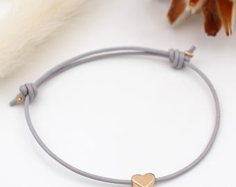 Lederarmband Herz rosegold-, silber- oder goldfarben, hell Grau