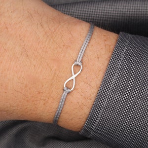 Infinity Armband Herren, 925 Sterling Silber und Makramee, Unendlichkeit