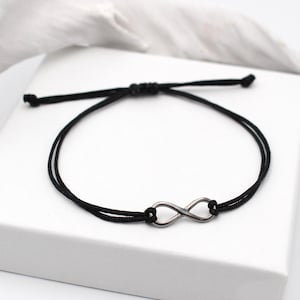Herren Armband Infinity 925 Silber Schwarz rhodiniert, Unendlichkeit