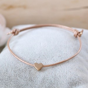 Lederarmband Damen rosenholz perlmutt Herz rosegold, silber oder goldfarben, filigran