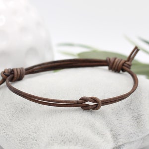 Leather bracelet men's infinity knot, leather 1.5 mm choice of colors, infinity