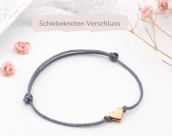 Filigranes Armband Makramee Herz silber-, gold oder rosegoldfarben