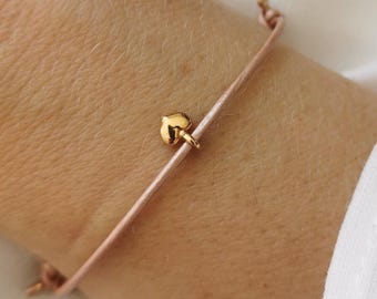 Lederarmband mit Herz Anhänger in rosegold-, silber- oder goldfarben