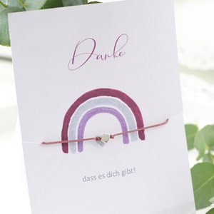 Danke dass es dich gibt, Wunscharmband mit Karte Regenbogen