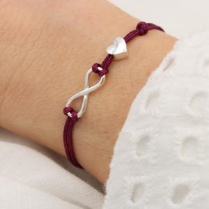 Makramee Armband Infinity Herz 925 Silber, Freundschaftsarmband mit Unendlichkeitszeichen für Damen