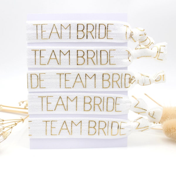 Ensemble de bracelets JGA 5 pièces. Team Bride blanc avec écriture dorée, pour mariage, demoiselle d'honneur, team bride