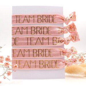 JGA Armbänder Team Bride Set 5tlg. in rosa, Accessoire für Junggesellenabschied und Hochzeit