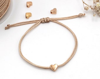 Armband Makramee Herz gold, silber oder rosegoldfarben, große Farbauswahl, Freundschaftsarmband, Geschenk Freundin und Trauzeugin fragen