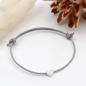 graues Lederarmband Herz silber