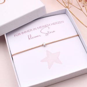 Sterrenkindarmband, aandenken en herinnering aan een miskraam met een kleine ster, armband met kaart als cadeau voor vrouwen