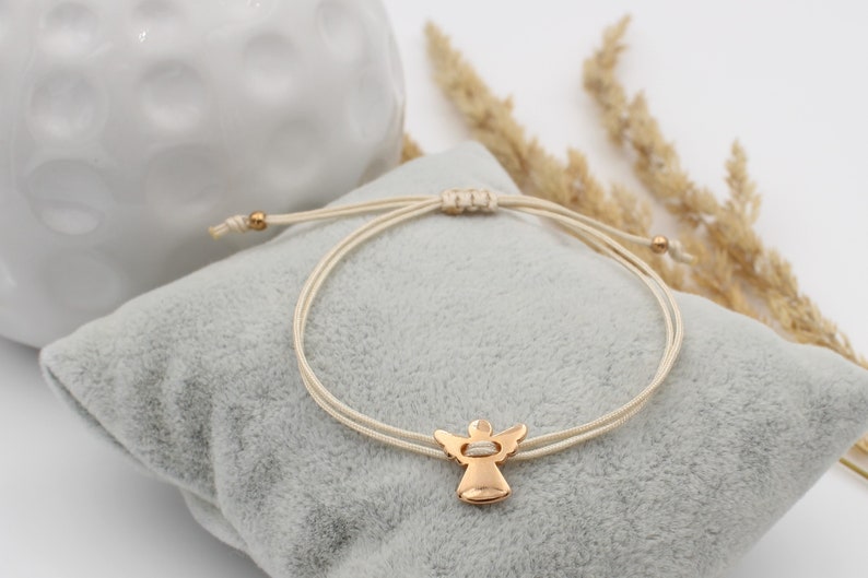 Armband Schutzengel in beige und rosegold