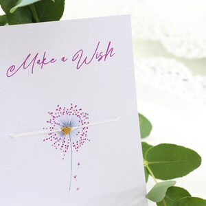 Wunscharmband mit Karte Pusteblume Make a Wish, Farbauswahl