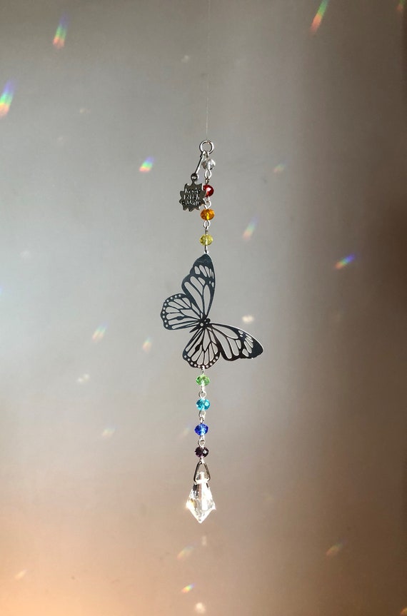 Schmetterling Suncatcher Mit Regenbogen-Kristallen – Fensterdekoration Mit Saugnapf, 15,2 Cm