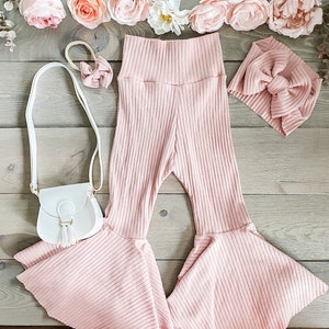 Ribbed knit bell bottoms | bell bottoms | rose color| toddler girl