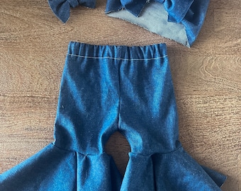 Denim Bell Bottoms |baby girl bell bottoms | toddler bell bottoms