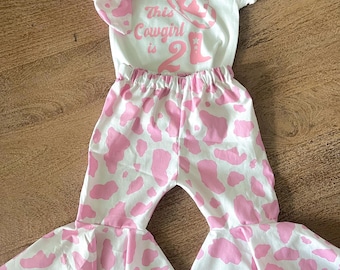 CowGirl outfit| toddler outfit| baby outfit | bellbottoms