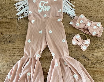 Customizable |Groovy One| Two Groovy birthday outfit |  bell bottom jumper | toddler birthday