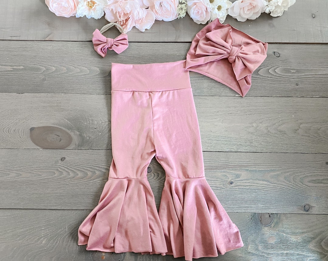 Rose Colored Bell Bottoms Baby Girl Bell Bottoms Toddler Etsy