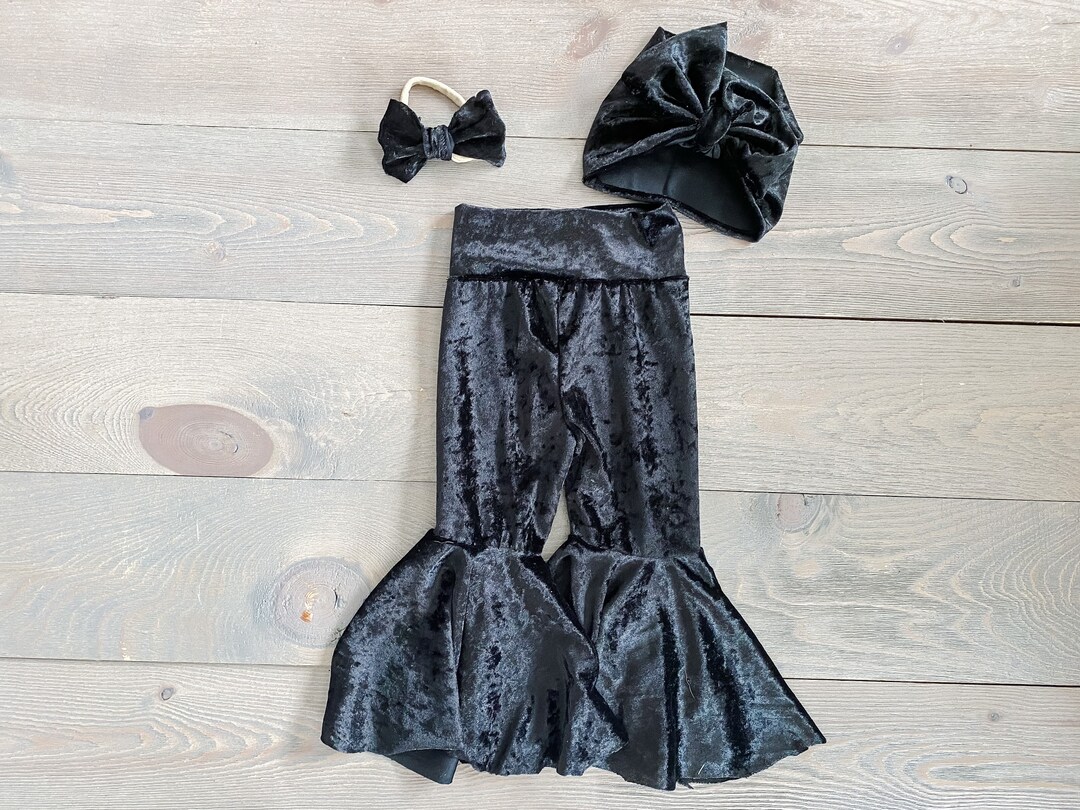 Black Velvet Bell Bottoms Baby Girl Bell Bottoms Toddler Etsy