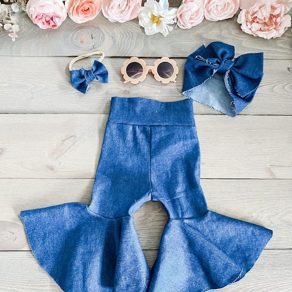 Denim Bell Bottoms |baby girl bell bottoms | toddler bell bottoms