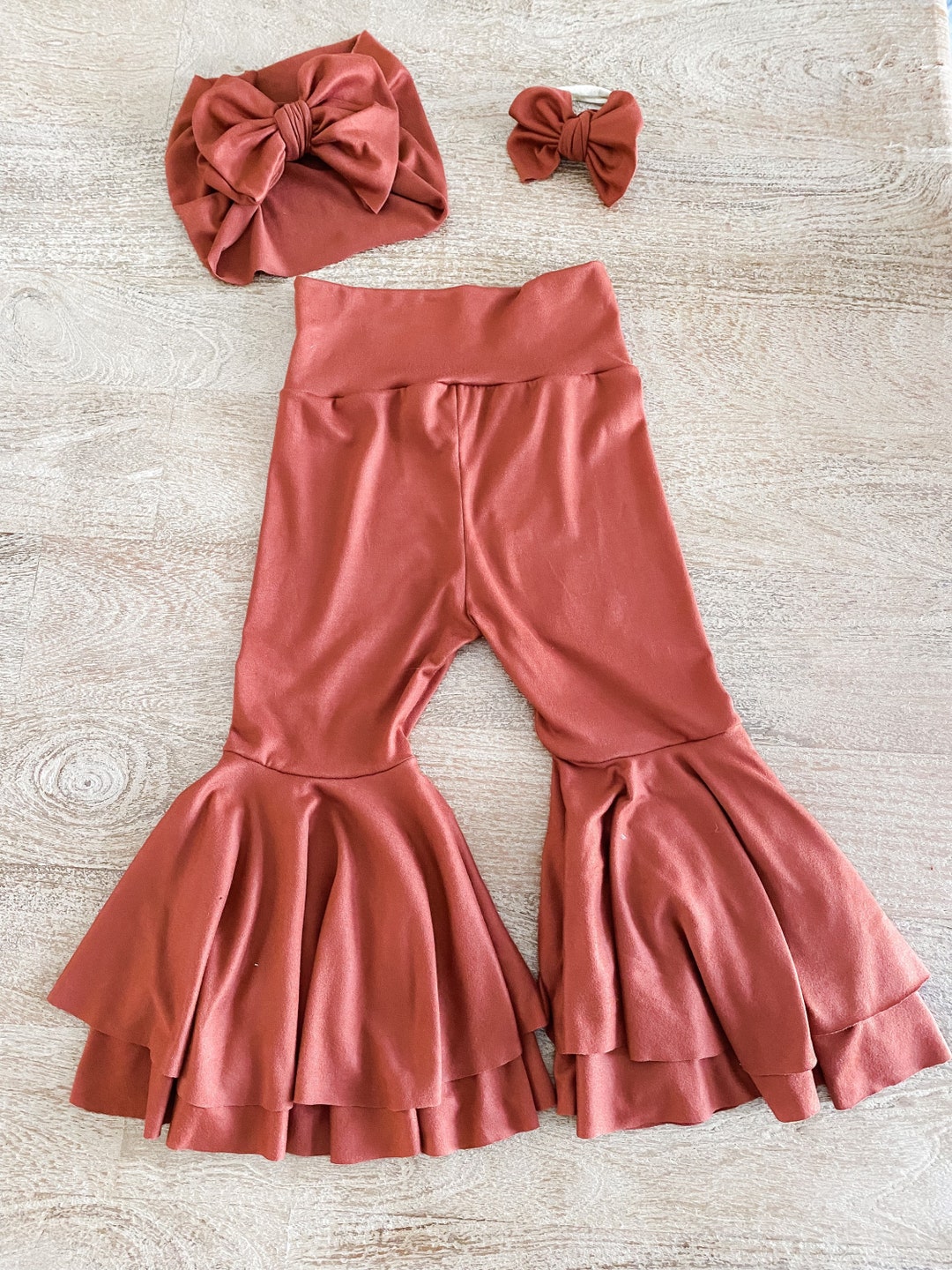 Rust Double Bell Bottoms Baby Girl Bell Bottoms Toddler Bell Bottoms