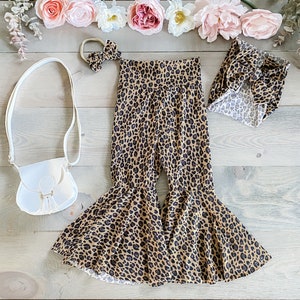 Leopard print bell bottoms| animal print| baby girl bell bottoms| toddler girl bell bottoms