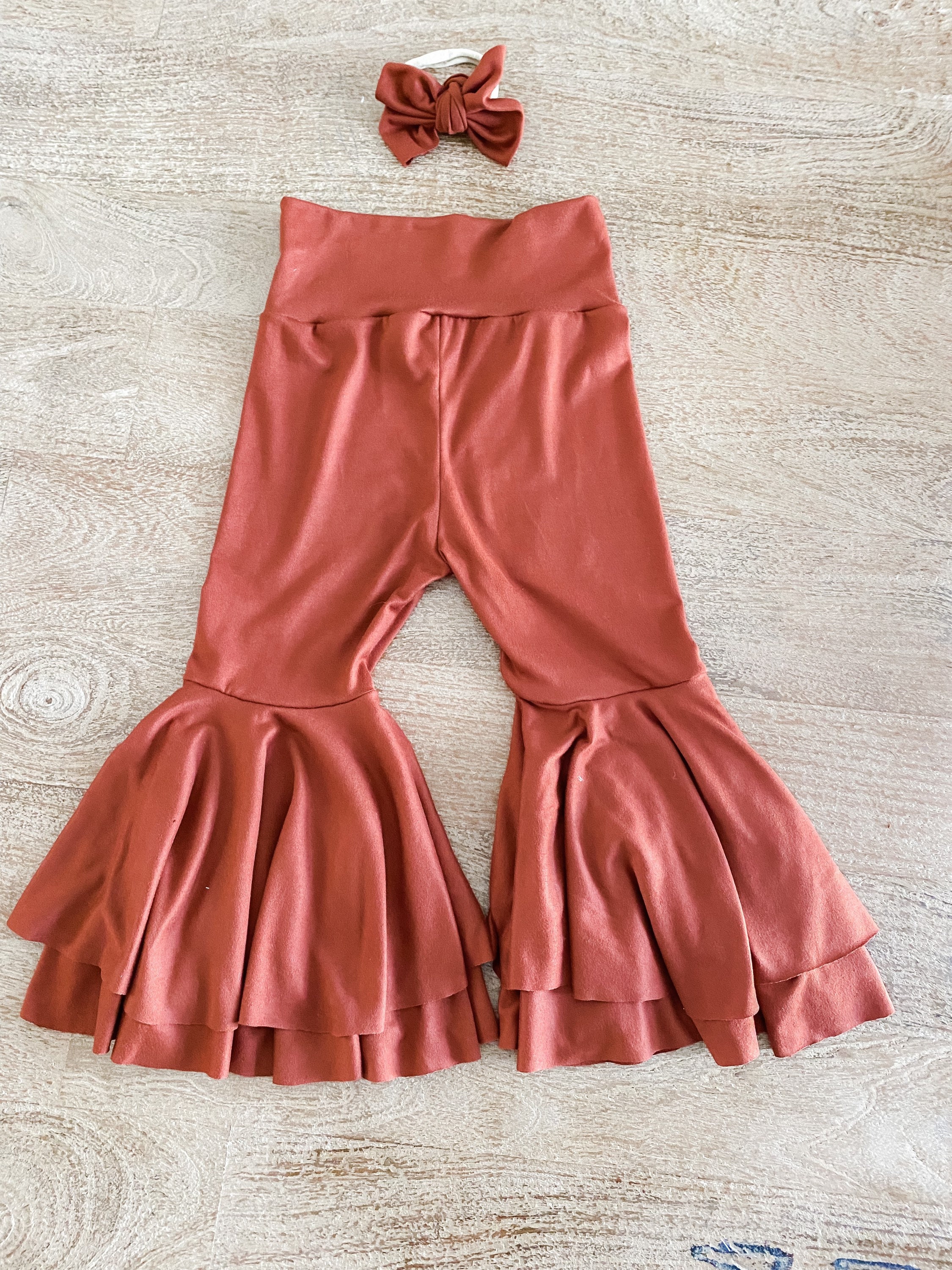 Rust Double Bell Bottoms Baby Girl Bell Bottoms Toddler Bell Etsy