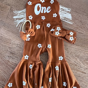 Customizable |Groovy One birthday outfit | gingerbread bell bottom jumper | toddler birthday