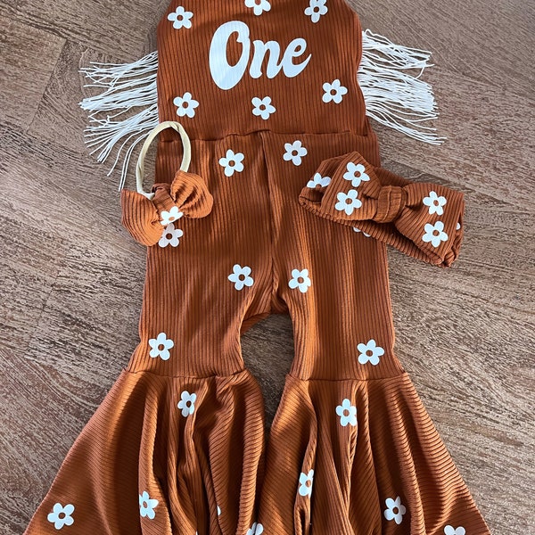 Customizable |Groovy One birthday outfit | gingerbread bell bottom jumper | toddler birthday