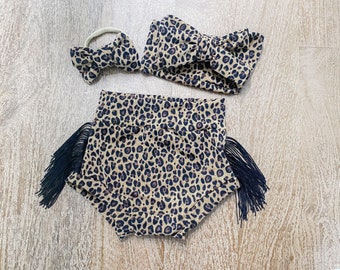 Toddler leopard bummie shorts| fringe bummie shorts| baby girl | toddler girl | birthday