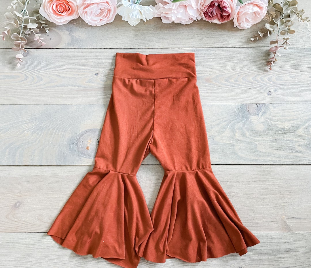 Rustic Baby Girl Bell Bottoms Toddler Bell Bottoms Rust Etsy