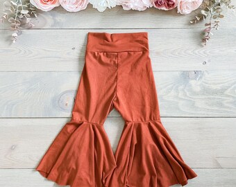 Rustic baby girl bell bottoms| toddler bell bottoms| rust color