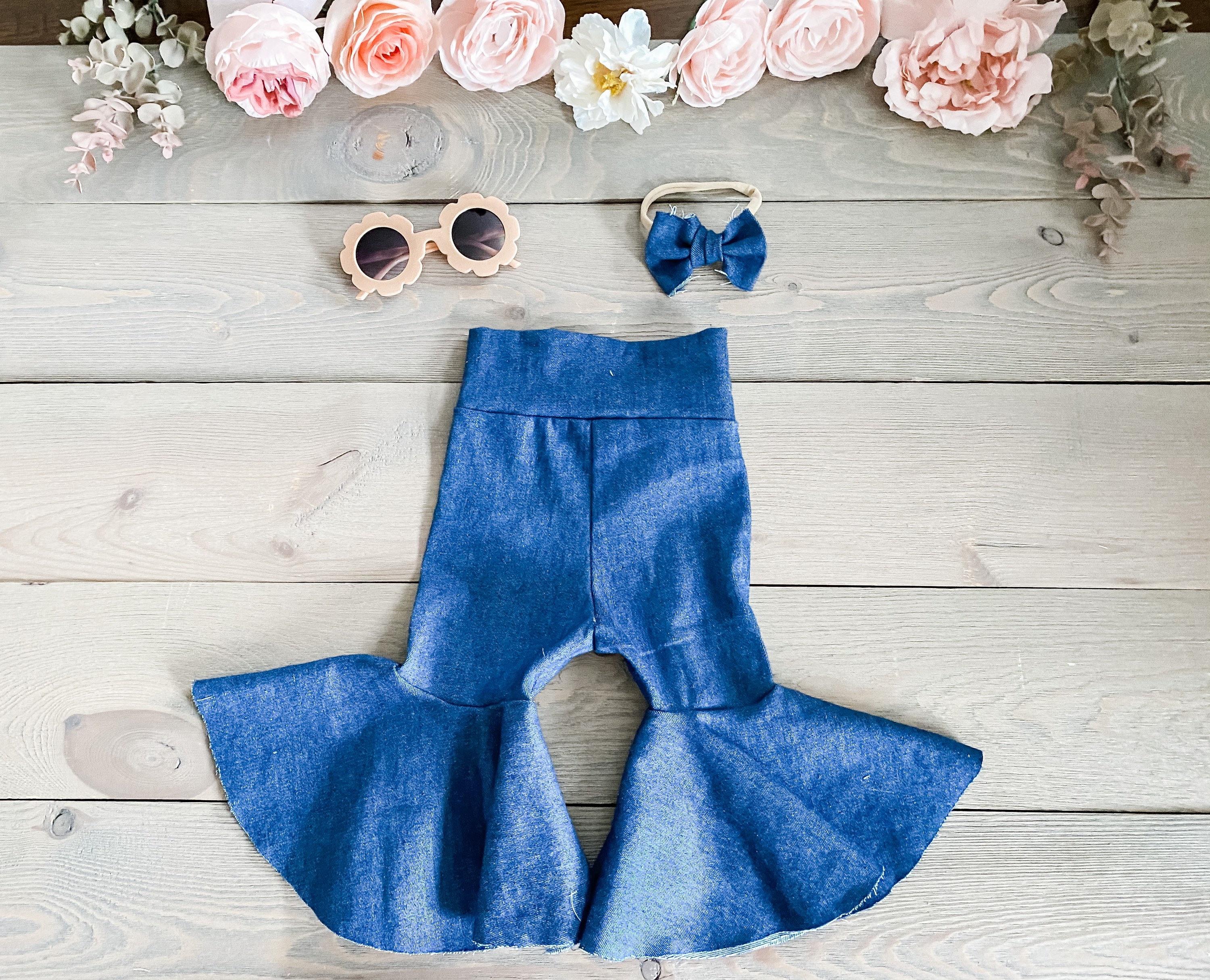 Denim Bell Bottoms baby Girl Bell Bottoms Toddler Bell Etsy
