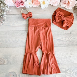 Rustic bell bottoms| baby girl bell bottoms| toddler girl bell bottoms | rustic orange