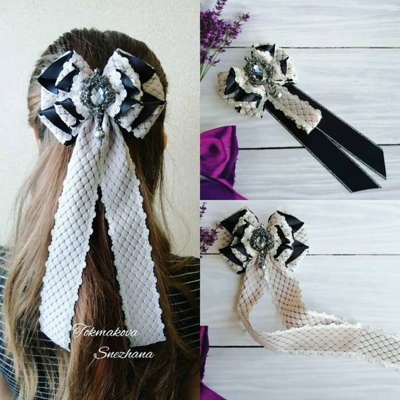 Ribbon and Lace Black hair bow tutorial! How to make hair bows