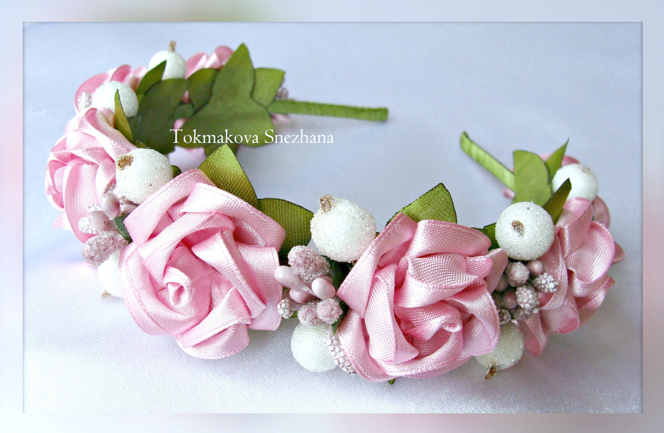 Kanzashi Headband Pink Roses Kanzashi Flower Headband for 