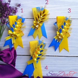 Ukrainian-style brooch/Spikelet brooch/Yellow-blue brooch