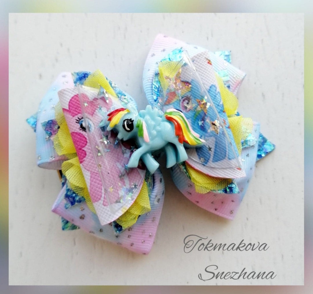 Little Pony Hair Clip Pony Hair Bow Hair Tie With a Strand Character