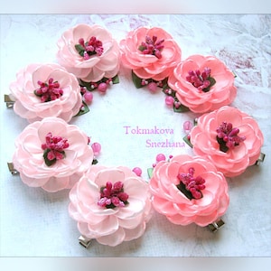 Kanzashi flower Flower girl hair clip Japanese kanzashi Satin ribbon flowers Lavender/White/Blue/Pink hair clip Japanese kanzashi hair tie