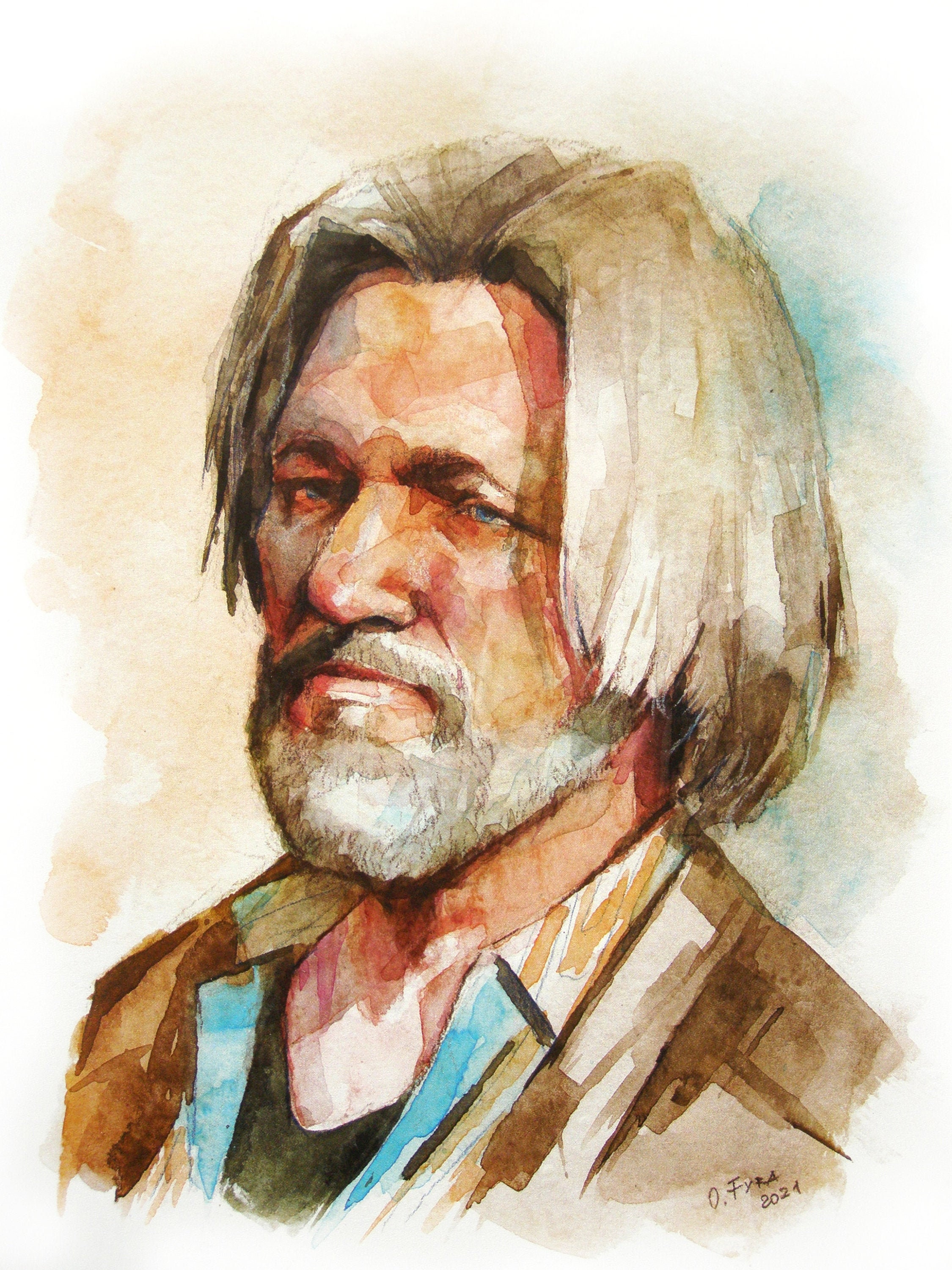 A5 Watercolor Portrait art print Etsy